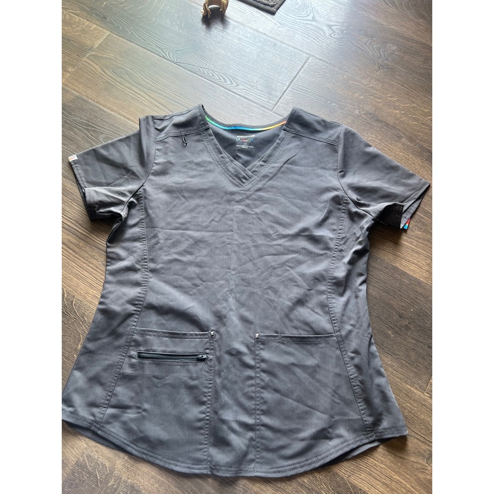 Scrubstar Ultimate Stretch Charcoal Grey V-Neck Scrub Top‎  Large NWT